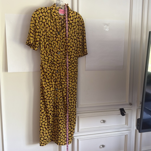 Kate Spade Sunny Bloom Yellow Floral Ruched-Front Shirt Dress 6 - Picture 5 of 12